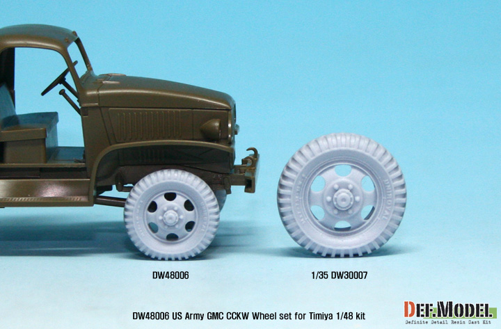 DEF Model 1/48 WWII US Army GMC CCKW 2-1/2t Truck Sagged Wheels for Tamiya 48/79